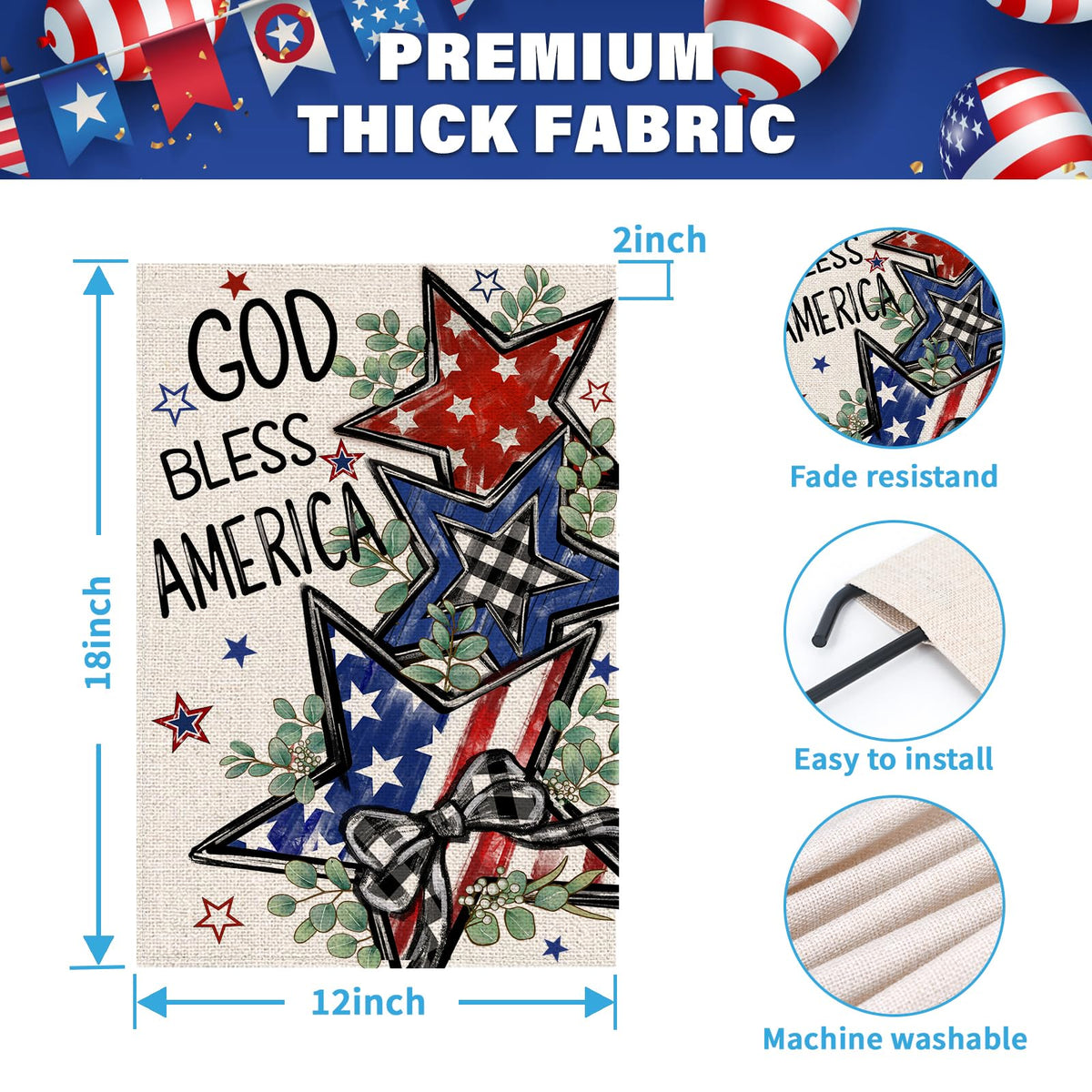 FUYUCHEN flag for yard or porch adds durable patriotic decor.