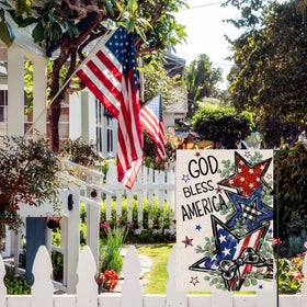 FUYUCHEN patriotic garden flag ideal for patios and balconies during summer celebrations.
