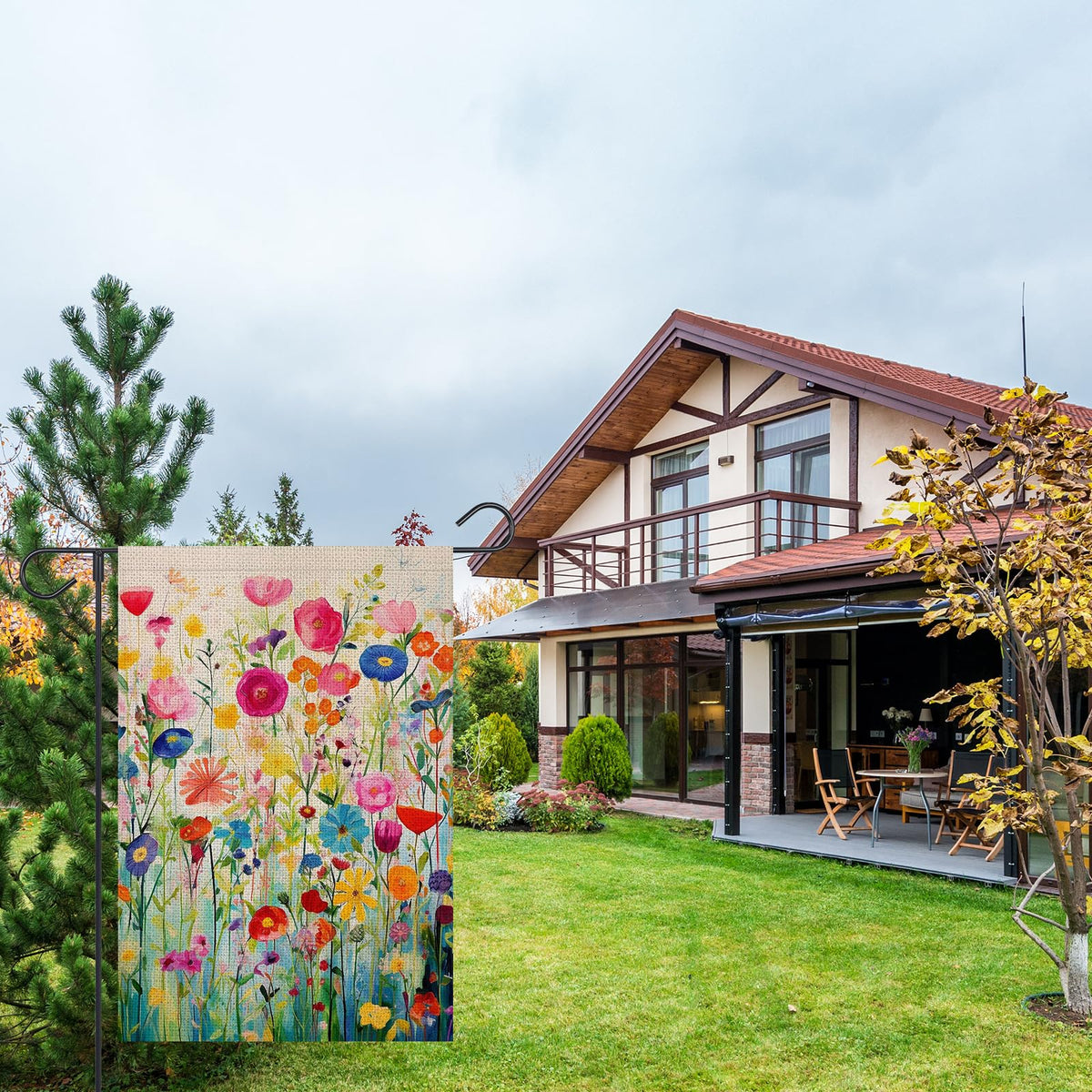 FUYUCHEN porch or deck flag with floral design brightening entrances