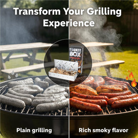 Fving Smoker Box holes release smoke quickly for flavor infusion