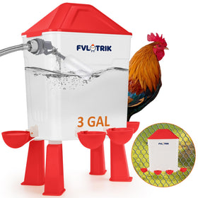 Fvlotrik 3 gallon waterer with float valve for spill-free hydration.