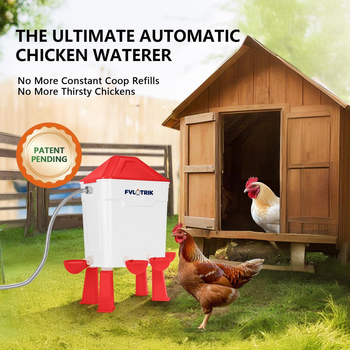 Fvlotrik leak-proof construction with reinforced seals keeps the coop dry.