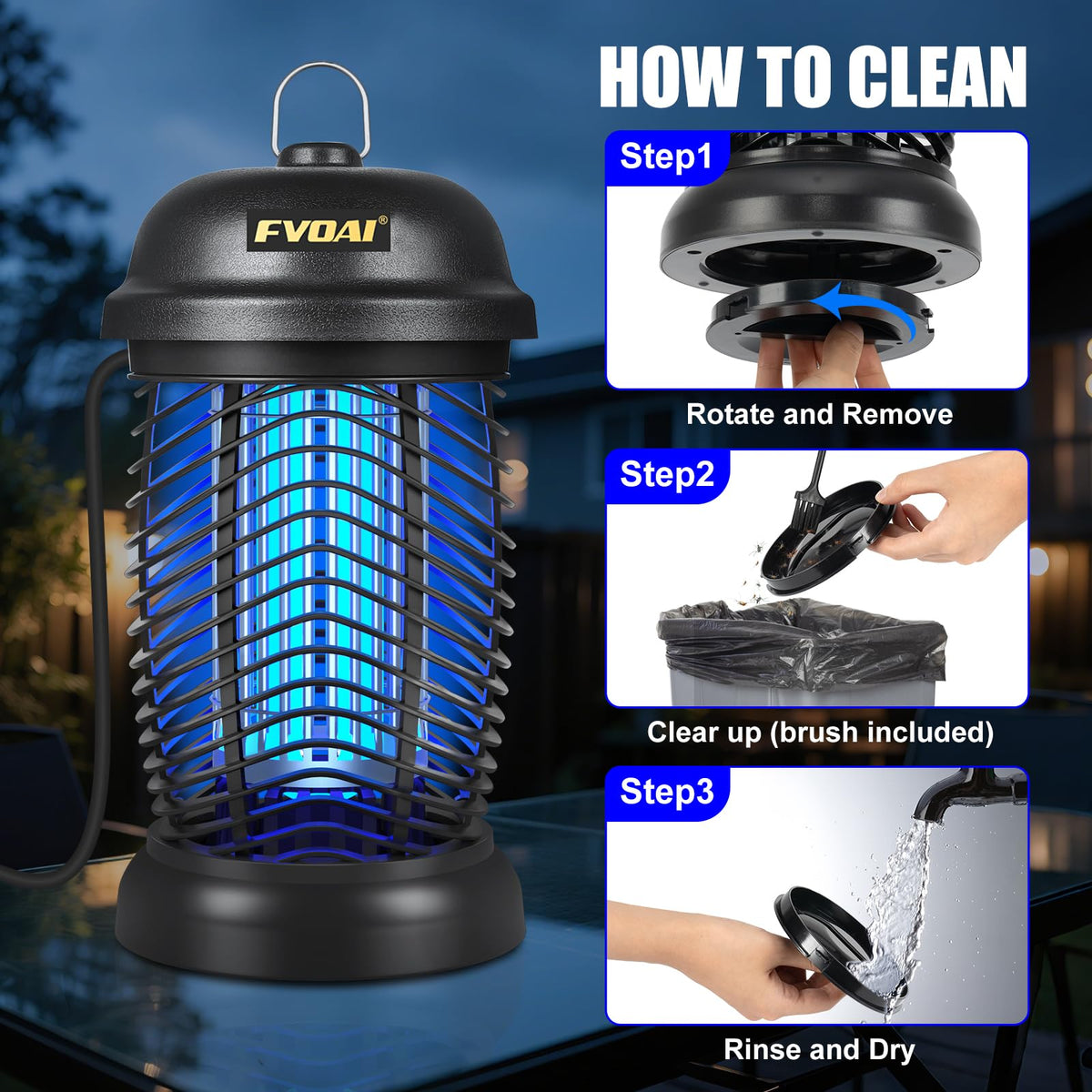 FVOAI Bug Zapper Outdoor covers up to half acre for larger spaces
