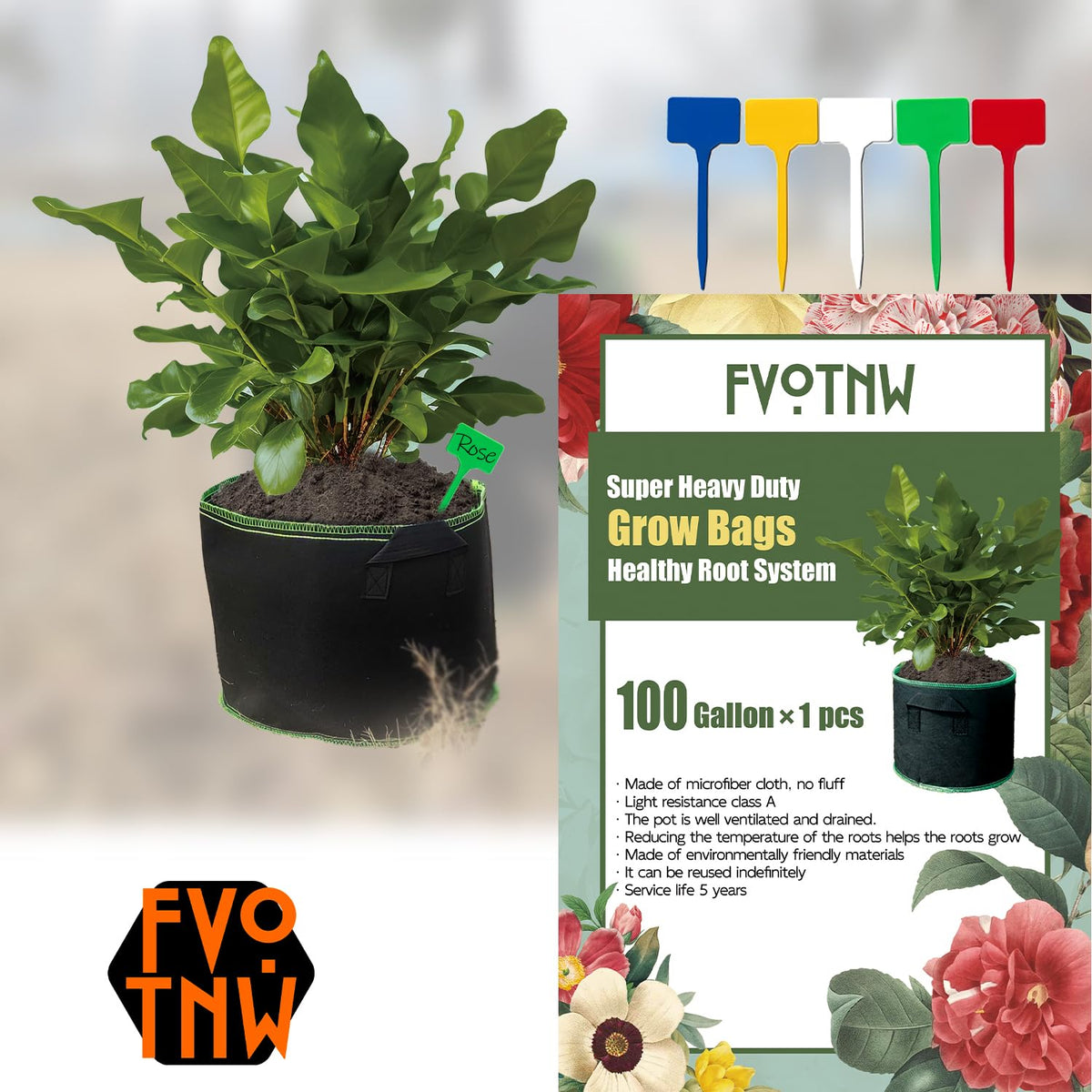 FVOTNW grow bag with sturdy handles for easy transport