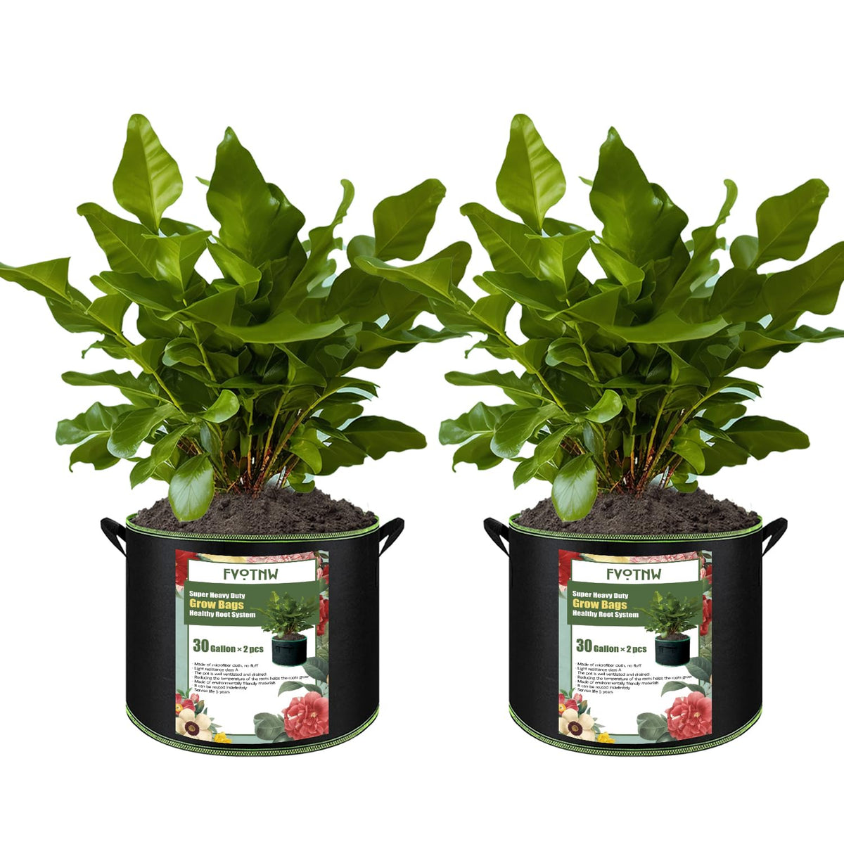 FVOTNW 2-pack 30-gallon grow bags for versatile garden use.