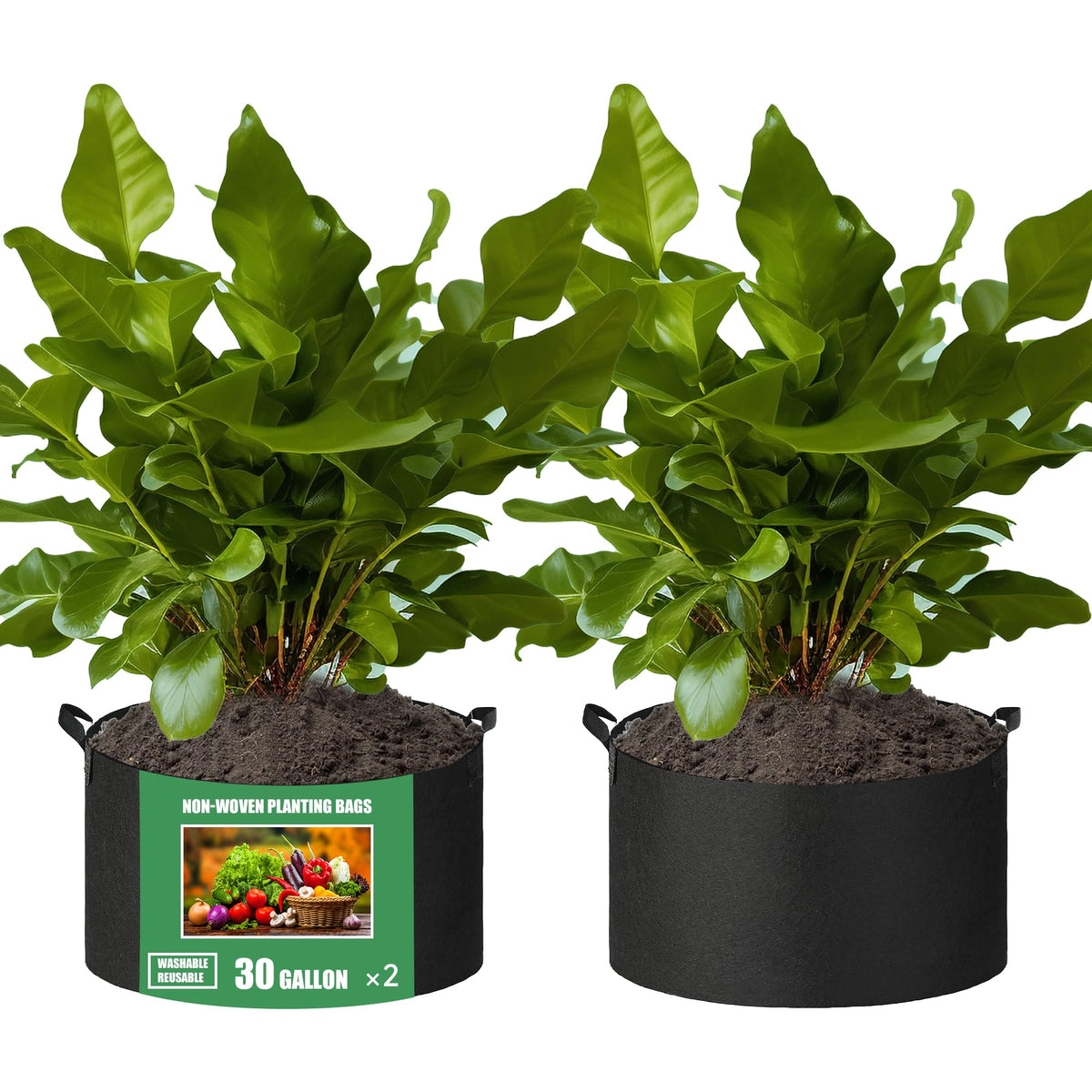 FVOTNW 2-pack 30 gallon grow bags bundle front view for versatile outdoor gardening