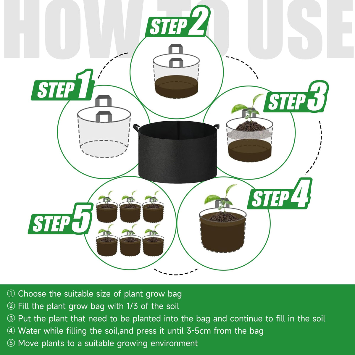 FVOTNW grow bags in indoor potting setup emphasize portability and reuse