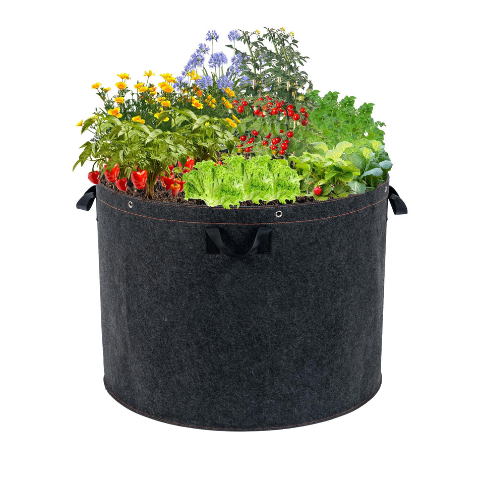 FVOTNW 50-gallon grow bag showing large capacity for vegetables and shrubs