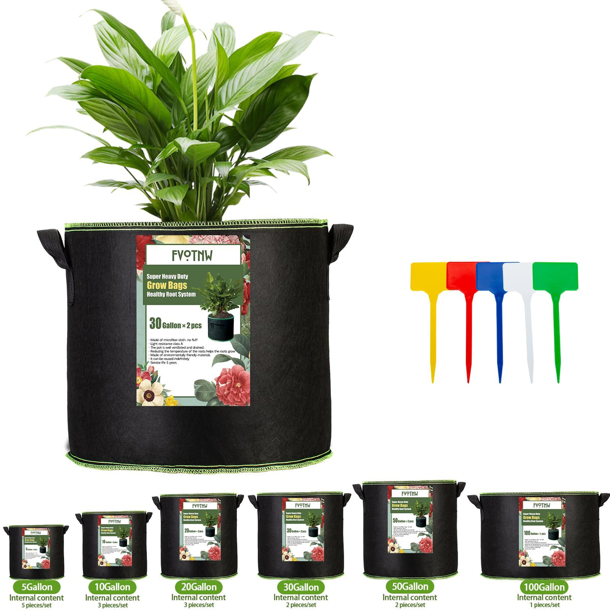 FVOTNW grow bag drainage design prevents overwatering and promotes healthier roots.