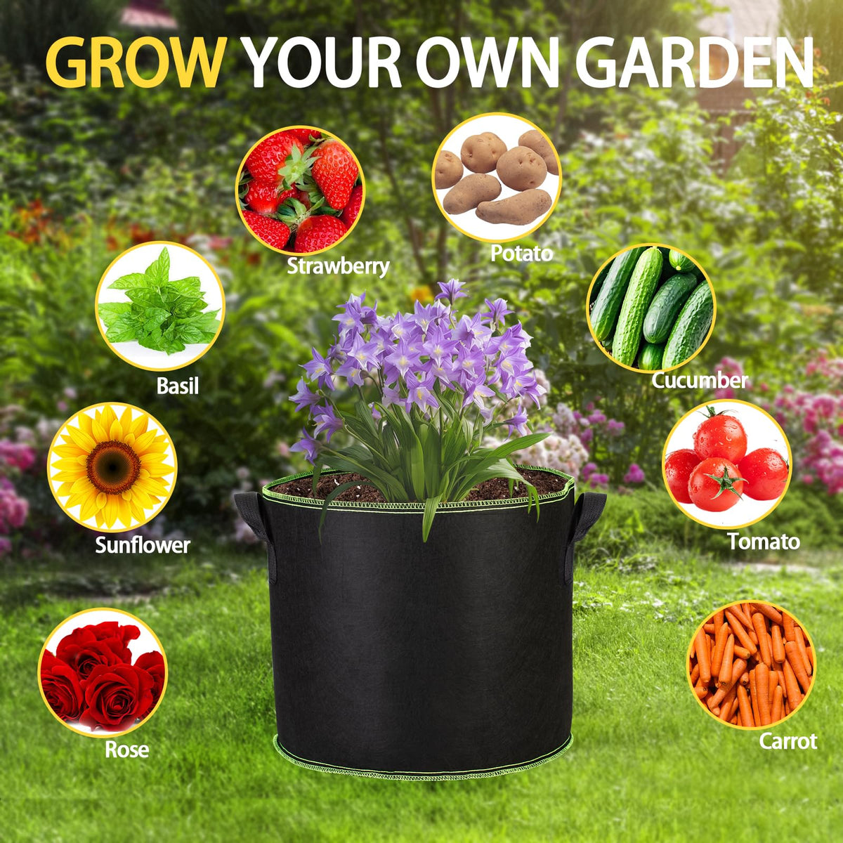 FVOTNW foldable-design pots collapse for compact storage during winter or off-season projects.