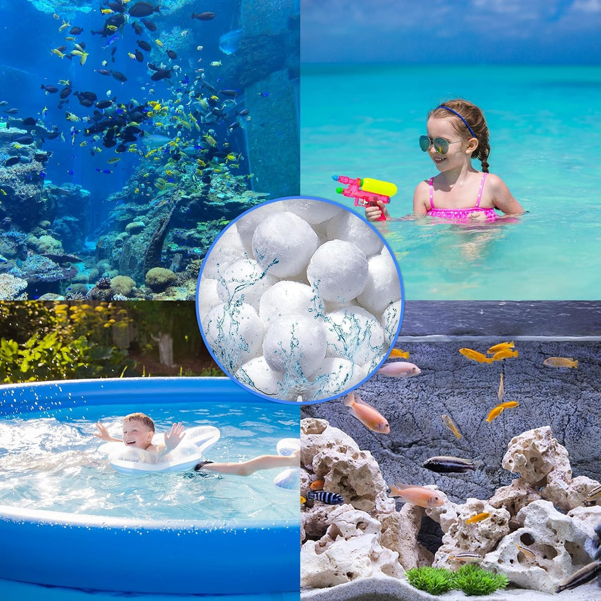 Fwxdbwyl easy-maintenance filter balls for versatile pool filtration needs.