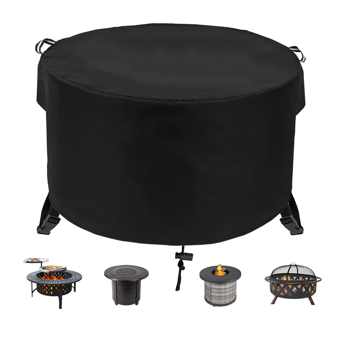 Fyelo round fire pit cover 36in-24in diameter protects your pit from weather.