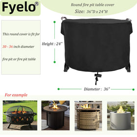 Fyelo cover with windproof straps keeps your round fire pit secure during storms.