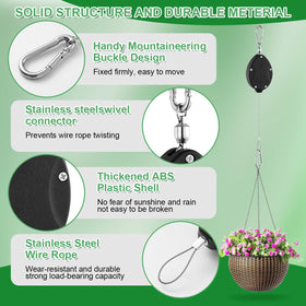 FYRVEXENZI anti-rotation hooks stabilize baskets in windy spaces.