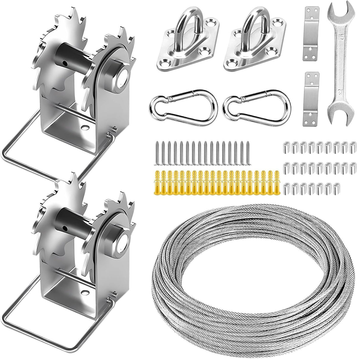 FZENeast shade sail hardware kit winches for sturdy, adjustable tension and easy setup.