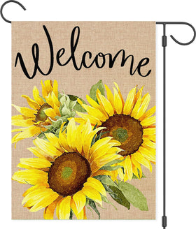 FZMHASLWW sunflowers on burlap flag boosts curb appeal for the garden