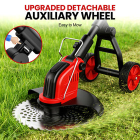FzzboFlow two 21V 3000mAh batteries extend operation for larger yards.