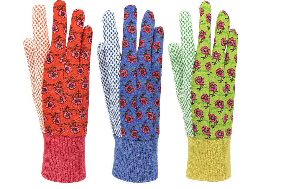 G & F 1852-3 women's garden gloves in green floral print for comfortable gardening