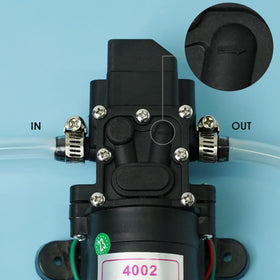 G Ganen 12V DC pump with built-in pressure switch for auto operation.