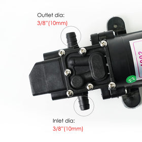 G Ganen pump with hose clamps facilitates quick, secure installation.