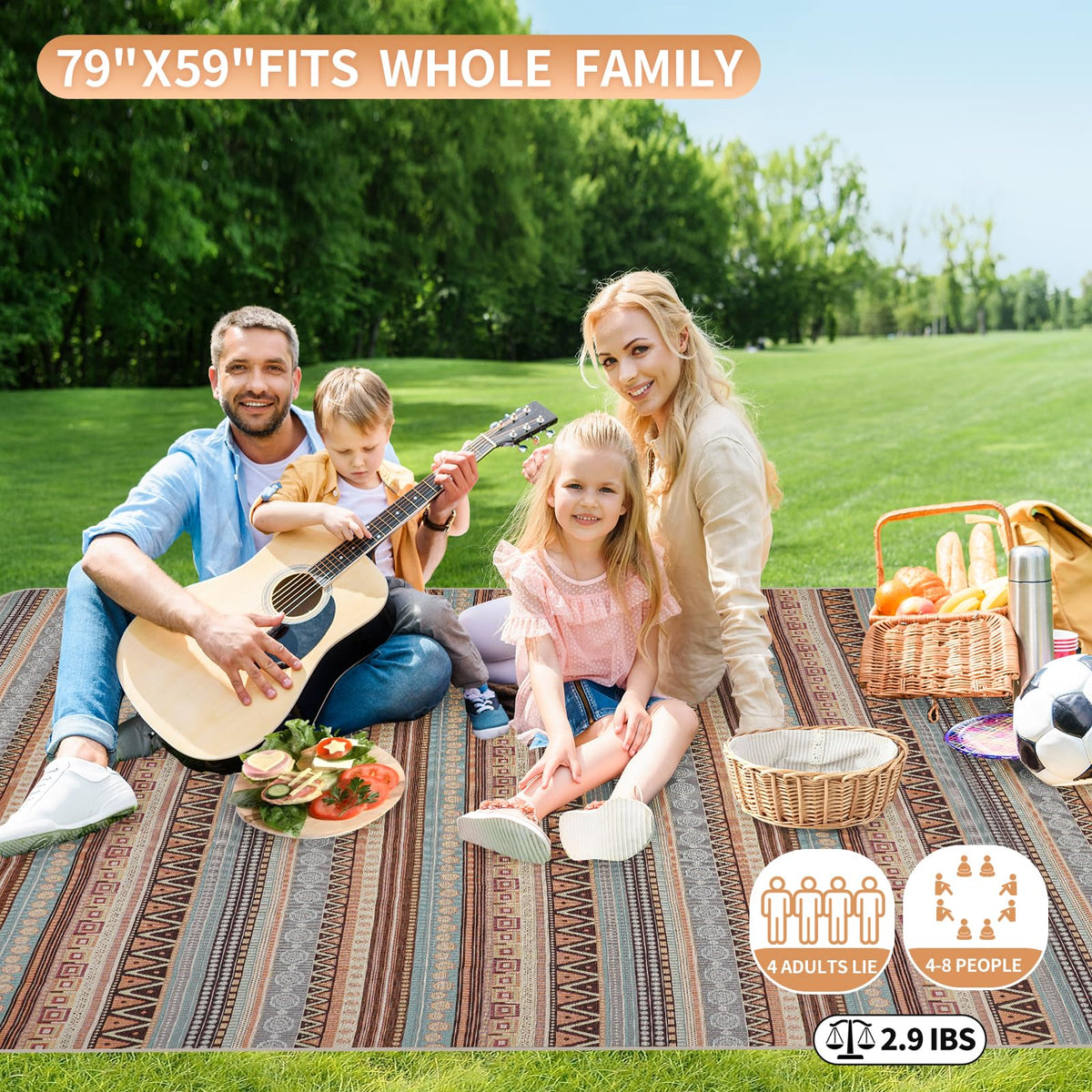 G GOOD GAIN extra large picnic blanket unfolded, spacious for family picnics
