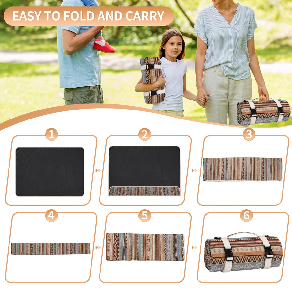 G GOOD GAIN machine washable picnic blanket for easy cleanup after outings