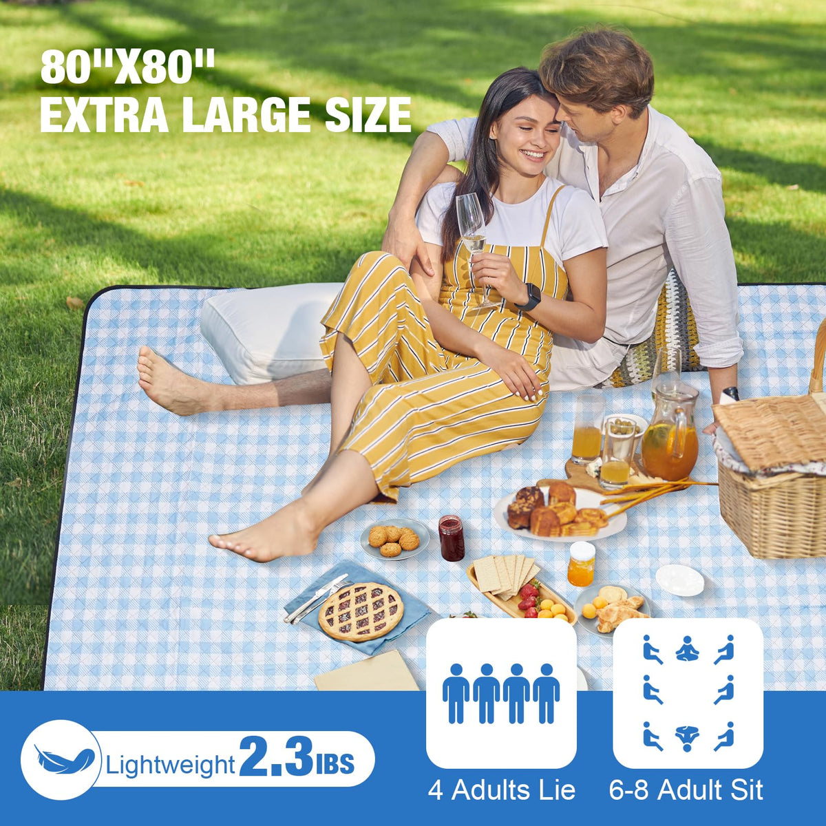 G GOOD GAIN picnic blanket sandproof backing protects surfaces on sandy beaches.