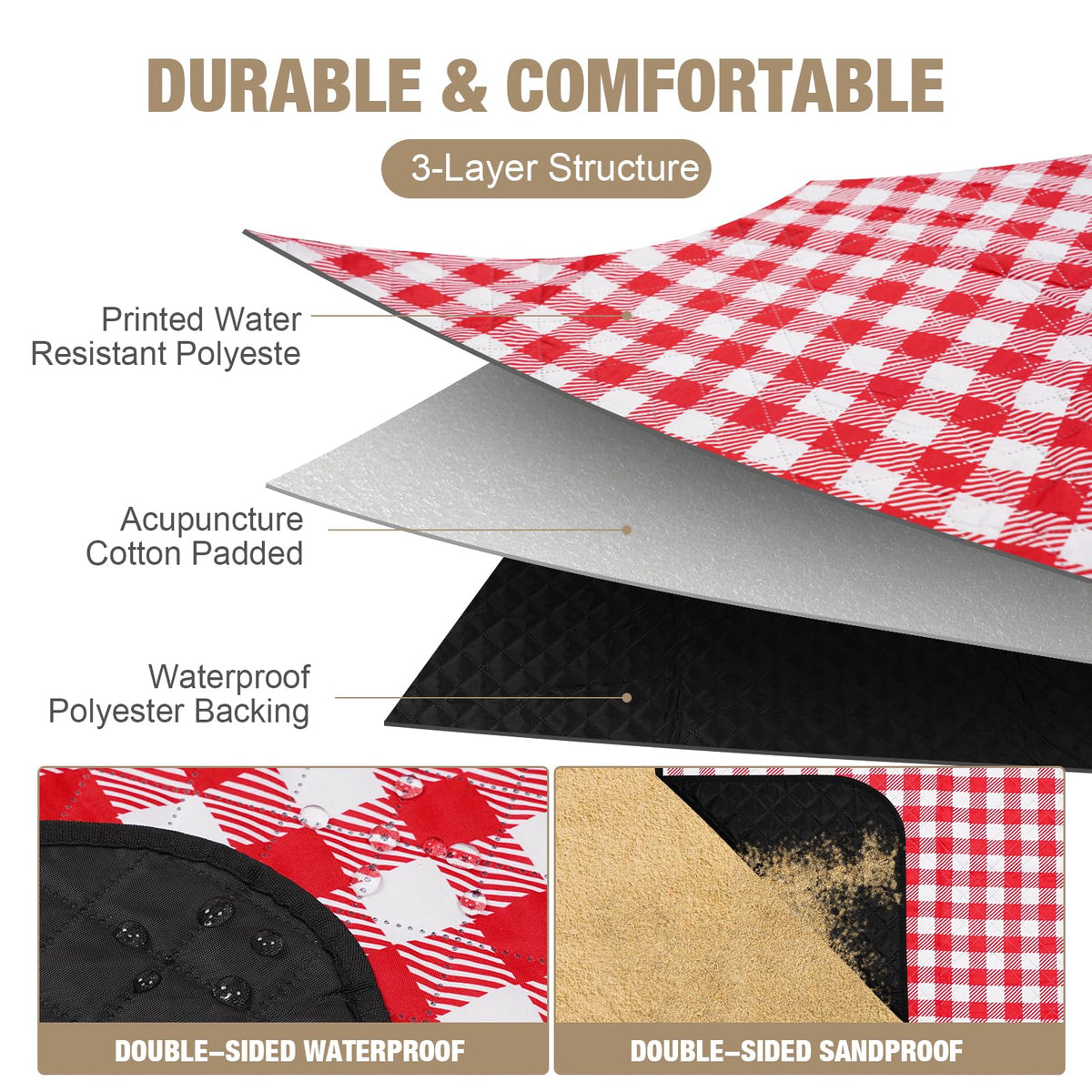 G GOOD GAIN picnic blanket folded with buckles for easy transport.
