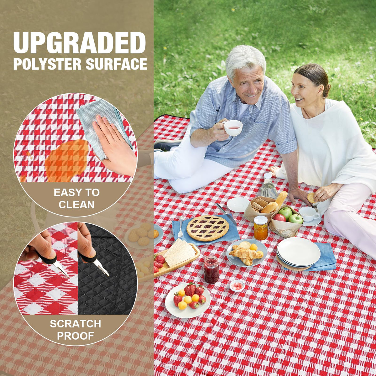 G GOOD GAIN picnic blanket outdoors scene for beach or park outings.