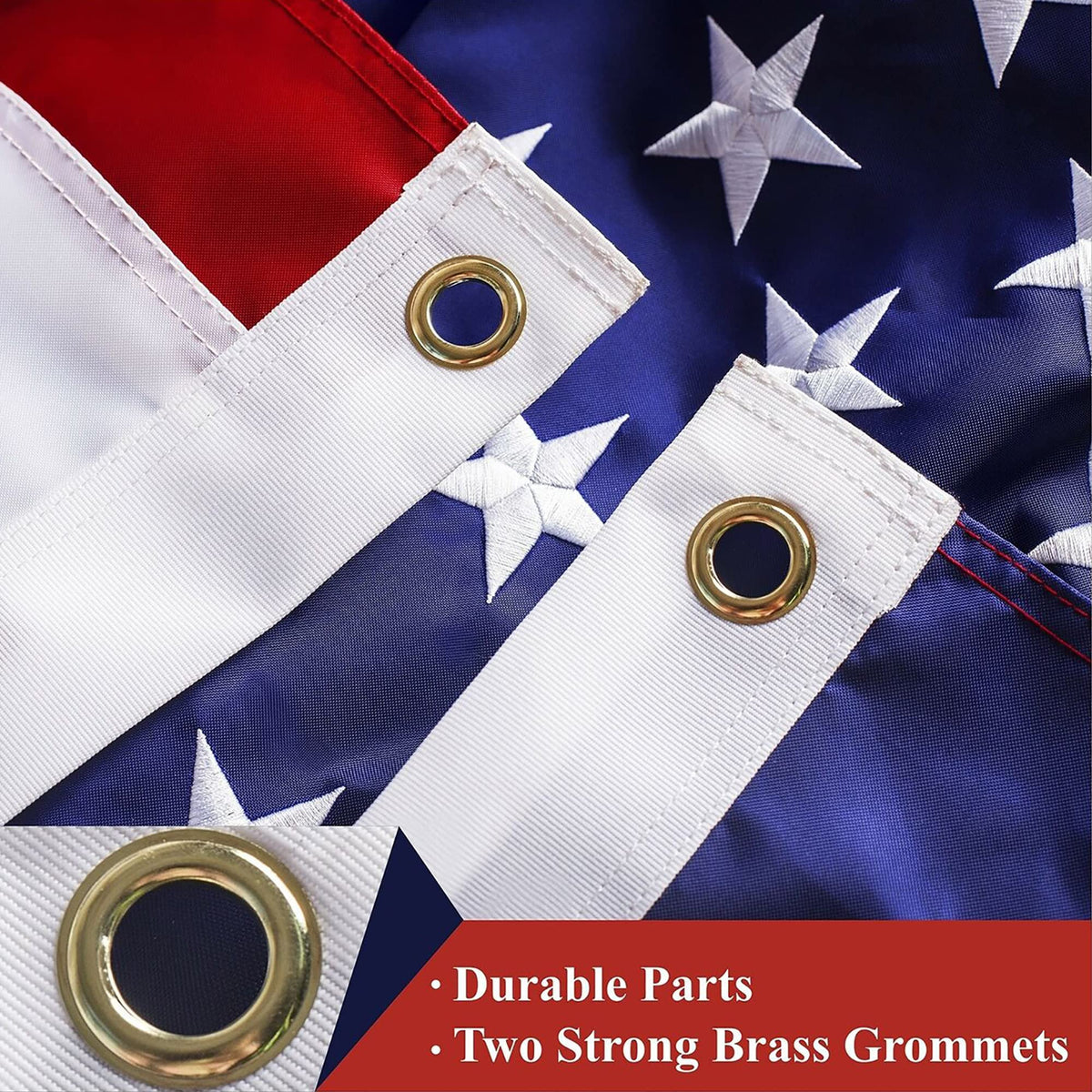 G128 flag with sewn stripes and double-needle stitch for long-lasting use.