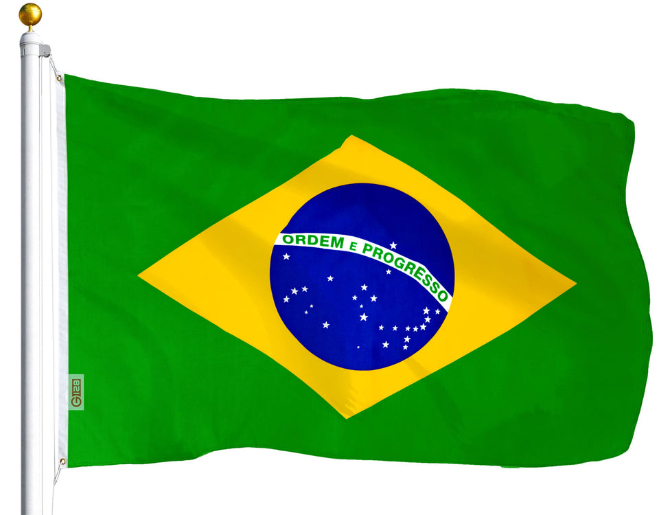 G128 Brazil flag 3x5ft with vibrant colors for indoor or outdoor display.