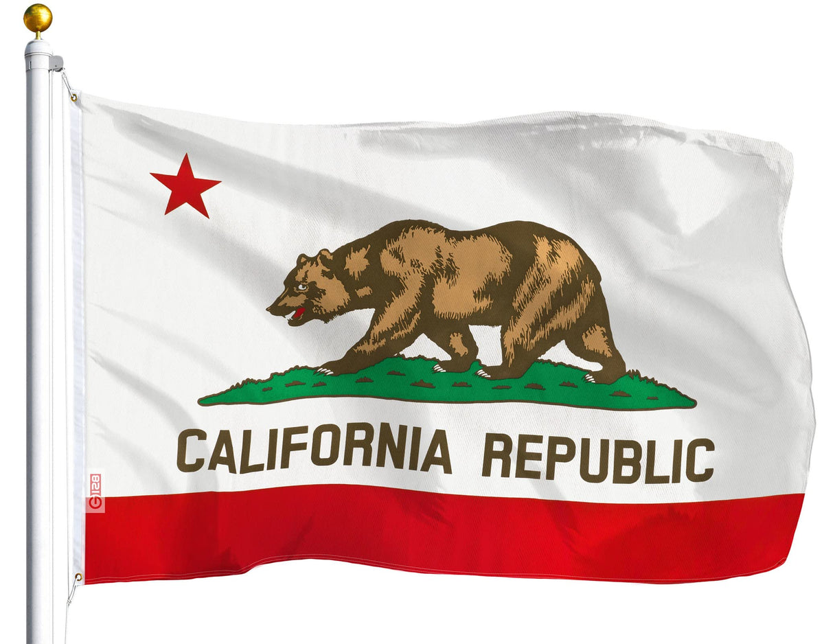 G128 California flag 3x5 with brass grommets for durable outdoor use.