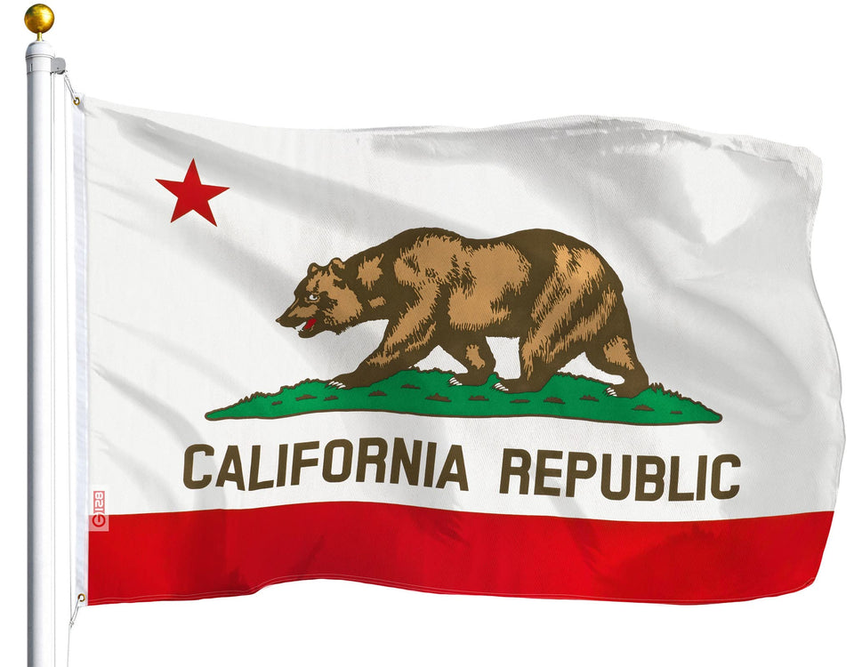 G128 California flag 3x5 with brass grommets for durable outdoor use.