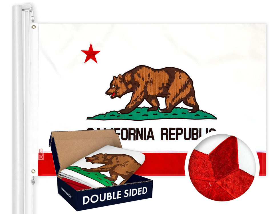G128 California state flag with double-sided embroidery for outdoor display.
