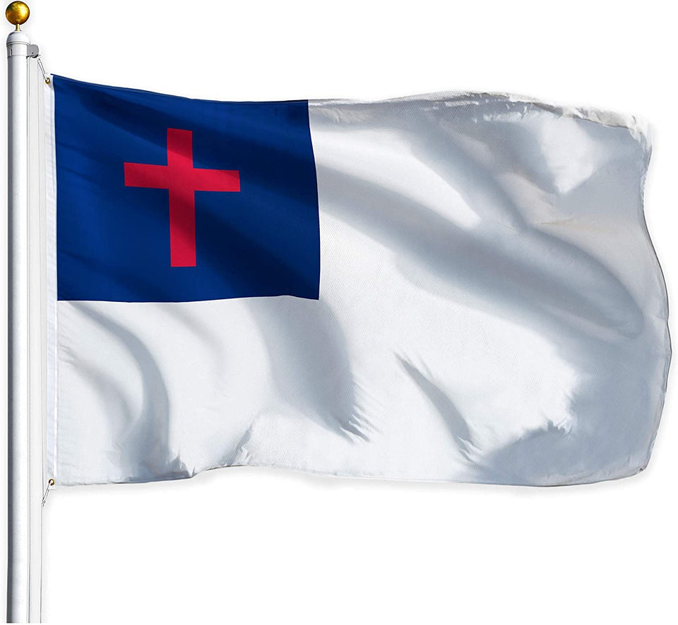 G128 Christian Flag 3x5ft in LiteWeave 100D polyester, ideal for outdoor display.