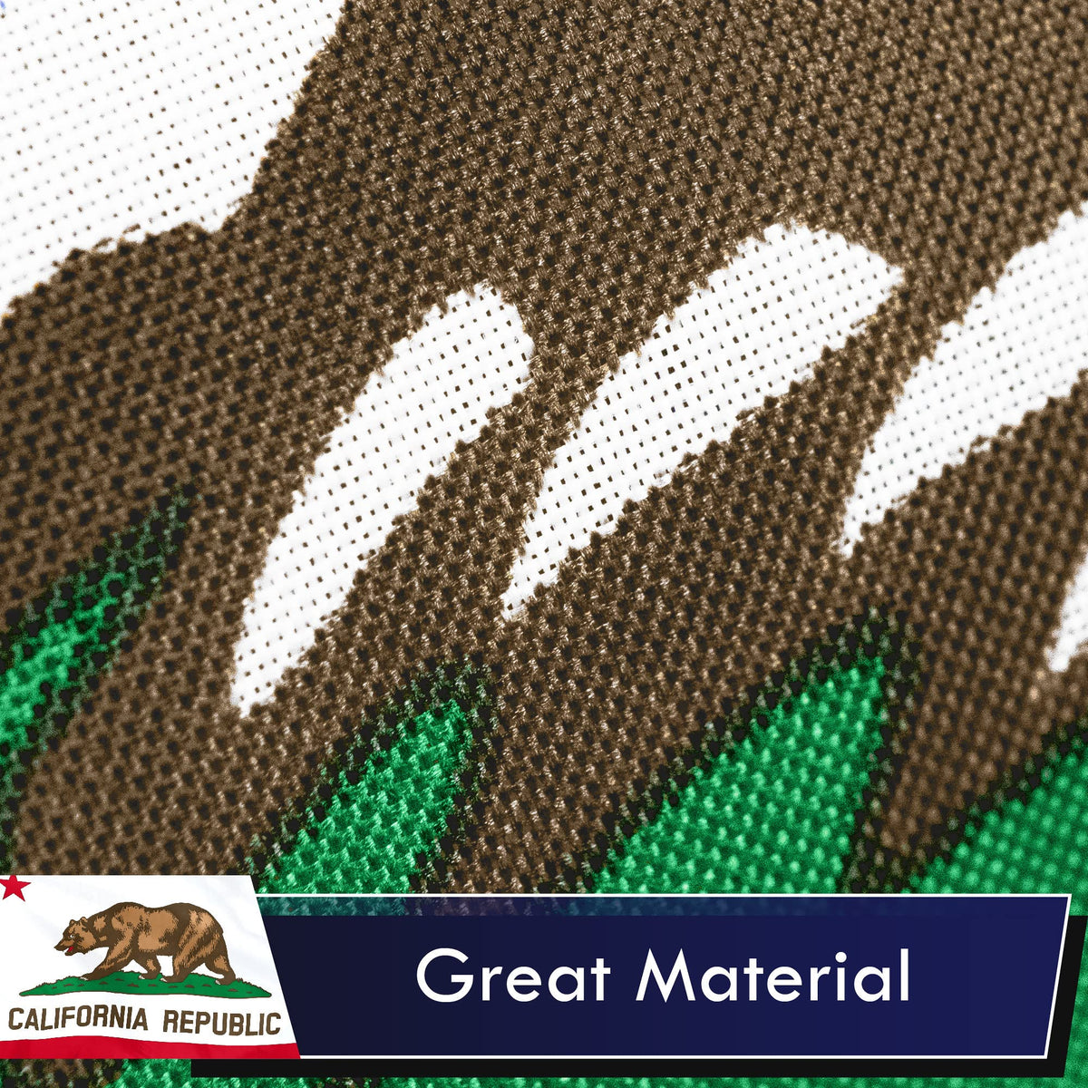 Close-up of G128 flag highlighting double-needle stitching to reduce fraying.