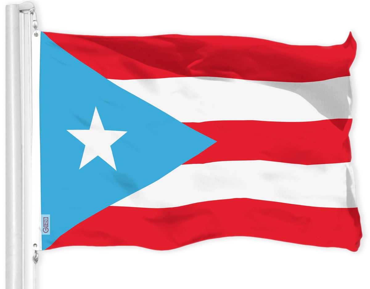 G128 Puerto Rico flag in light blue, 3x5 ft, ideal for outdoor display