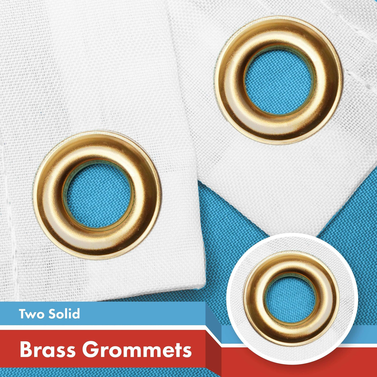 Close-up of brass grommets on G128 Puerto Rico flag
