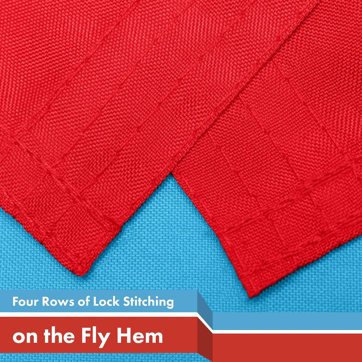 Detail of double-needle stitching on G128 flag