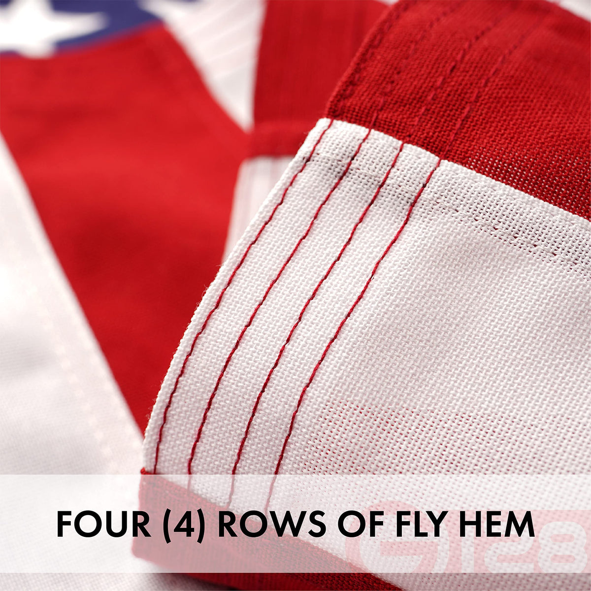 Close-up of heavy stitching detail on the StormFlyer flag