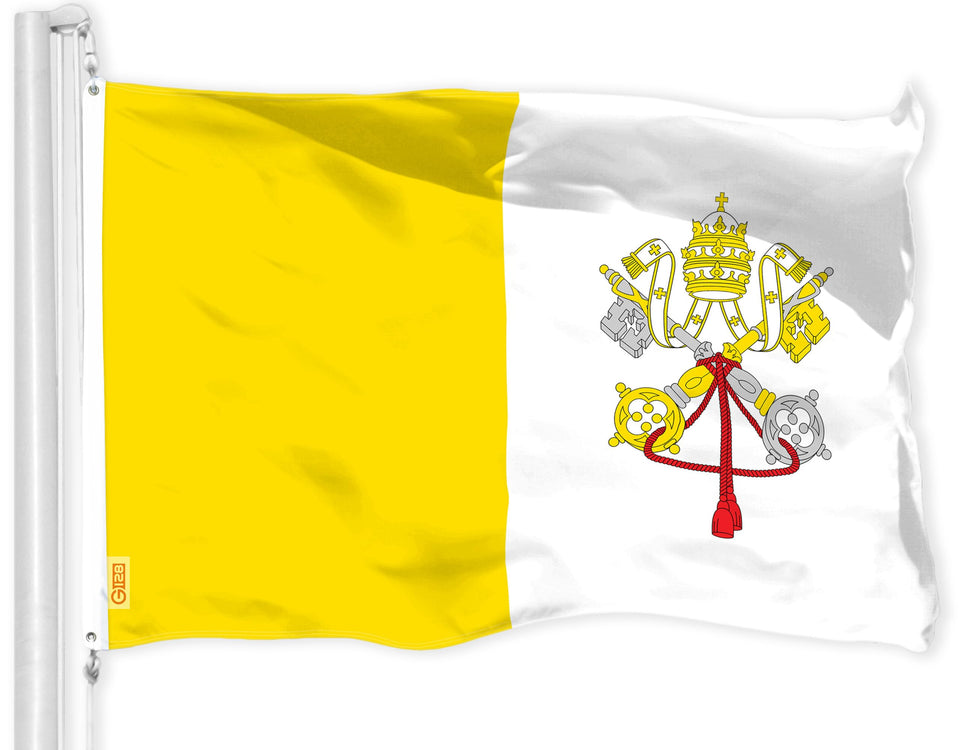 G128 Vatican City flag 3x5ft for indoor or outdoor display with vibrant color.