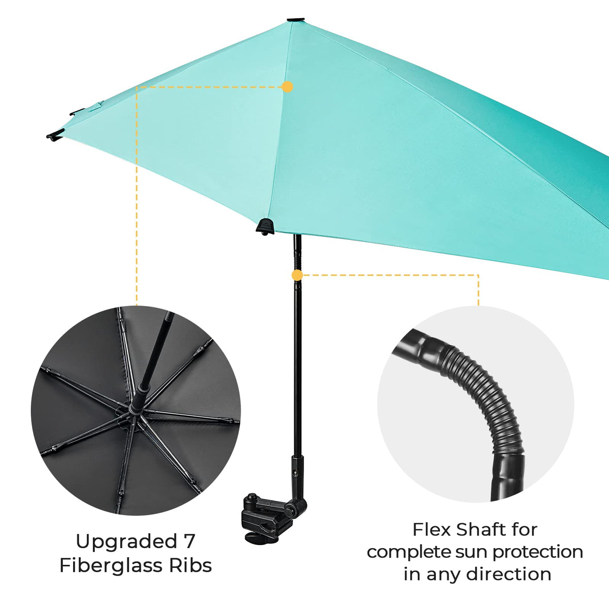 G4Free 7 rib canopy provides stable shade profile