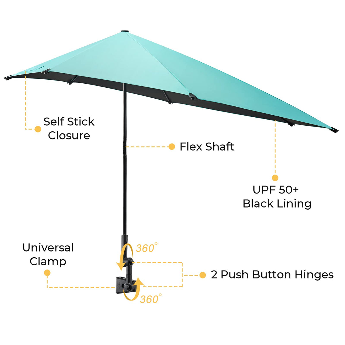 G4Free universal clamp attachment securing to chair arm or stroller pole