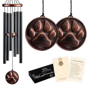 Gabzart dog memorial wind chime with embossed paw pendant inspires outdoor remembrance