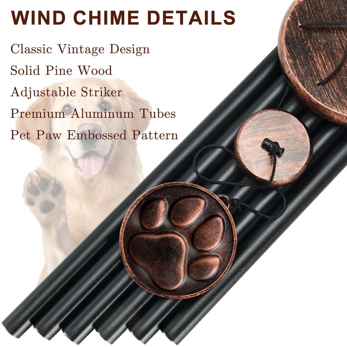 Gabzart embossed paw pendant wind chime creates a cherished keepsake for pet loss