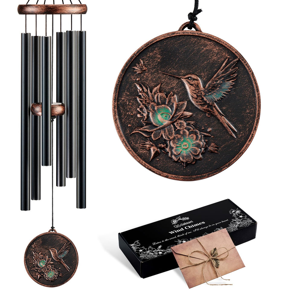 Gabzart wind chimes outdoors with deep tones enhancing garden ambiance