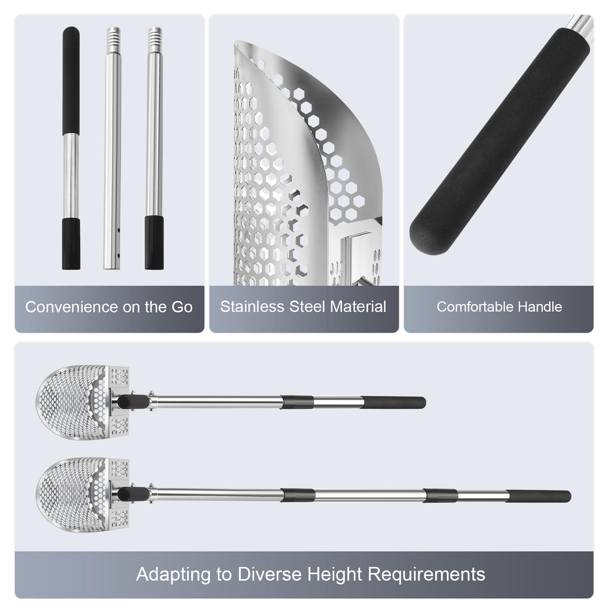 GADFISH scoop with 8.5mm hex holes speeds sand drainage.