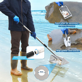 GADFISH beach sifting set with pole and shovel for shell hunting.