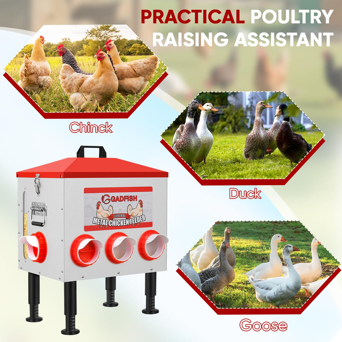 Extended feeding ports minimize waste and spills.