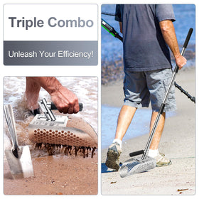 GADFISH extension pole attached for upright digging and comfort.
